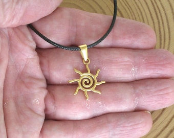 Steel Sun Spiral Pendant