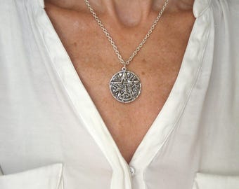 Silver Tetragrammaton Pendant, Zamak Amulet, Lucky Charm