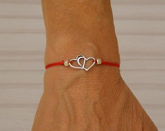 Silver Hearts Bracelet, Adjustable