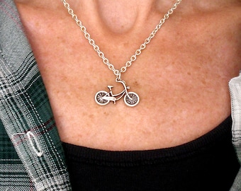 Silver Bike Pendant Necklace, Zamak Jewelry