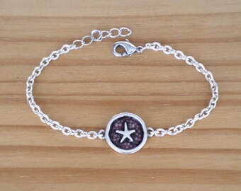 Silver zamak starfish bracelet, Adjustable