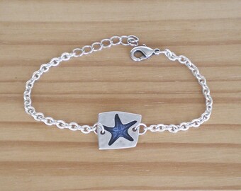 Silver zamak starfish bracelet, Adjustable