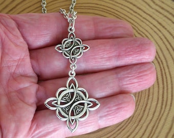 Colgante de nudo de bruja de plata, amuleto protector