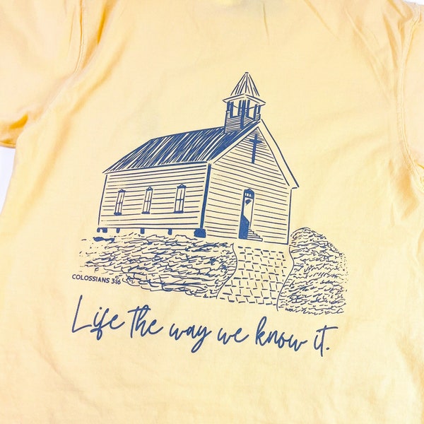 Old Country Church Butter Yellow Comfort Color T-Shirt