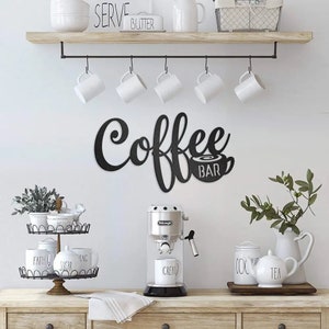 Coffee Bar Metal Sign • Coffee Station Steel Sign • Cafe Wall Hanging Gift • Coffee Lovers Gift Ideas • Indoor & Outdoor Wall Art Present