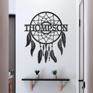 Personalized Family Name Metal Sign • Custom Steel House Sign • Boho Door Hanger Wall Decor • Modern Wall Hanging • Indoor, Outdoor Wall Art