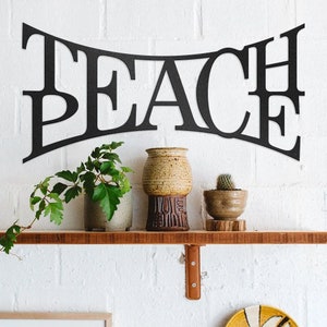 Placa de metal Ensine a Paz • Decoração de placa de aço inspiradora • Decoração de parede com citações de sala de aula • Suspensão de parede com afirmações • Arte positiva em parede interna