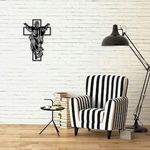 Kruzifix Christus Stahl Kreuz Zeichen • Inspirierende Metall Wandkunst • Religiöse Wanddekoration • Auferstehung Wandbehang • Christliche Glaube Geschenke