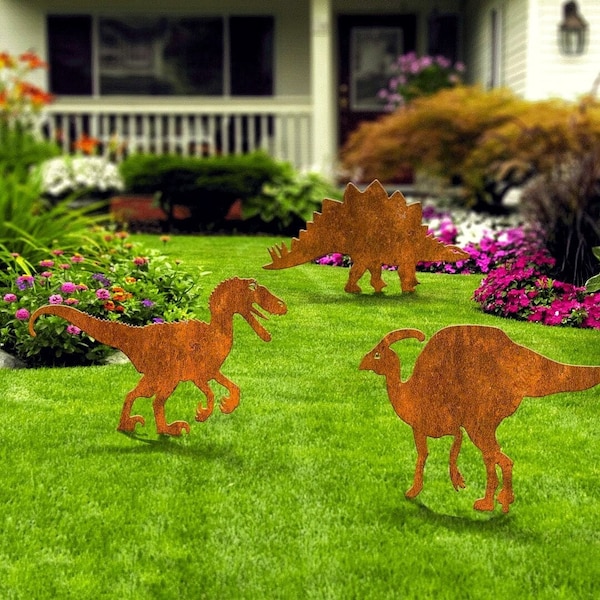 Metal Yard Art Dinosaur Etsy
