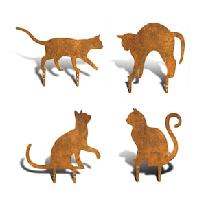 Garden Cats Metal Signs • Outdoor Rusty Steel Yard Art • Gardening Decor Gift for Her • Kitten Gardener Decor • Rust Ornaments Decoration