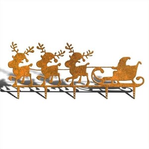 Reindeer & Santa Claus Metal Sign • Christmas Steel Ornament • Gardening Decor Gift Ideas • Rust Garden Decoration • Rusted Outdoor Yard Art