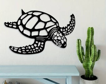 Turtle Steel Wall Art • Decorative Metal Sign • Animal Lovers Wall Decor • Wall Hanging Gift Ideas • Indoor & Outdoor Wall Decorations