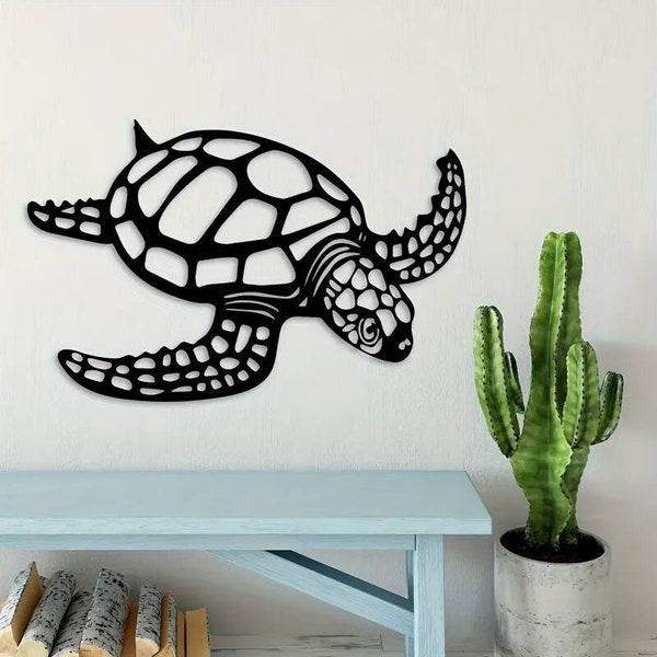 Art mural en acier tortue • Enseigne décorative en métal • Décoration murale pour amoureux des animaux • Idées cadeaux à suspendre • Décorations murales intérieures et extérieures