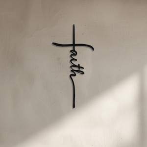 Glaube Kreuz Metall-Schild • Inspirierende Stahlschild-Dekor • Religiöse Zitate Wanddekor • Affirmationen Wandbehang • Christliche Wandkunst Geschenke
