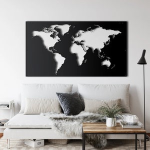 Weltkarte Stahl Wandskulptur • Europa Metall Wandkunst • Zeitgenössische Wandbehang • Wohnzimmer Dekoration • Minimalistische Einfache Linie Kunst