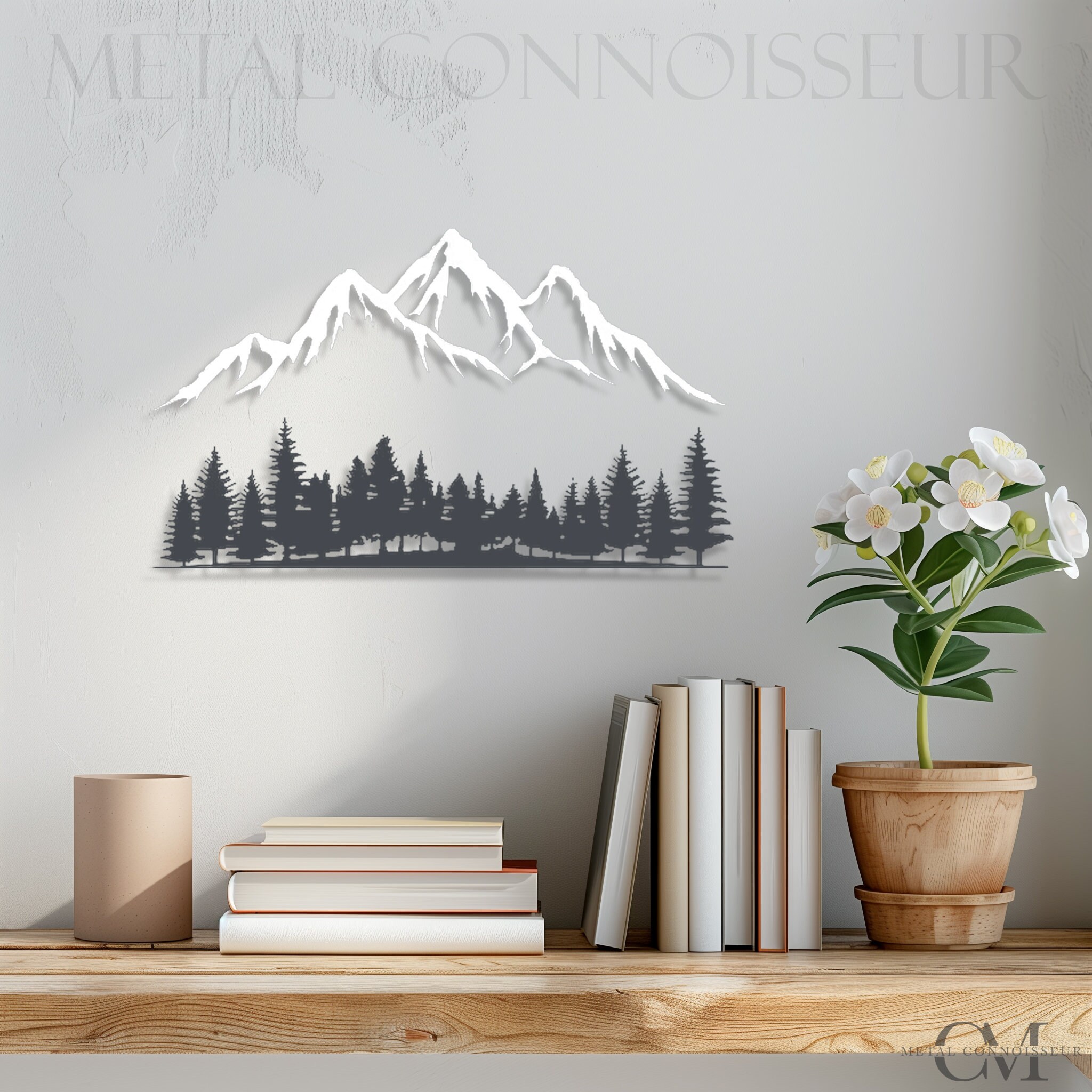 Mountain & Forest Steel Wall Decor • Hill, Trees Metal Wall Art • Wall ...