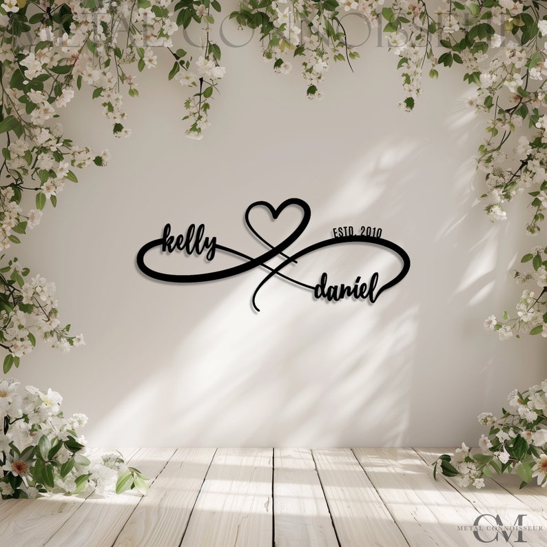 Infinity Sign With Heart Metal Sign • Custom Love Steel Sign • Indoor ...