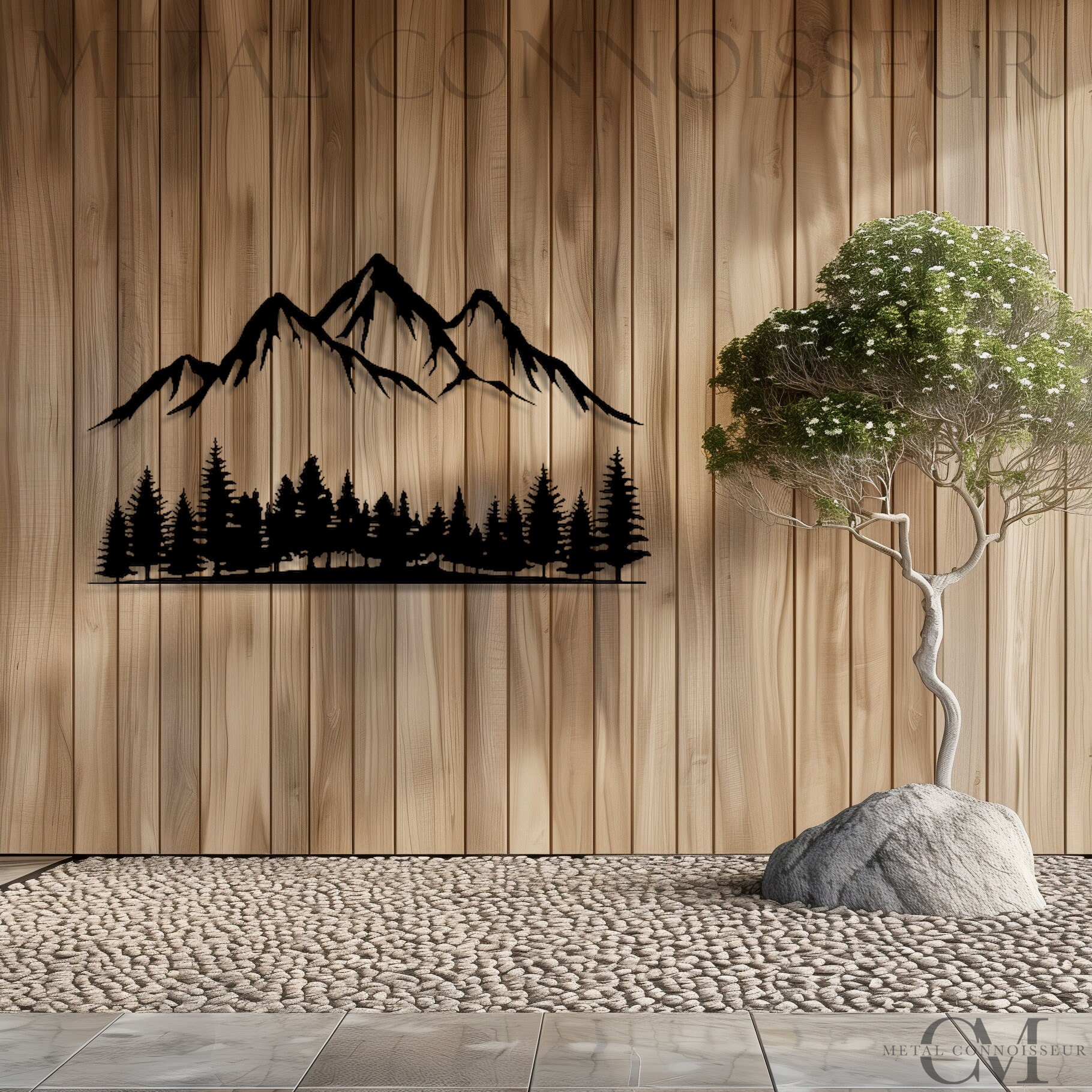 Mountain & Forest Steel Wall Decor • Hill, Trees Metal Wall Art • Wall ...