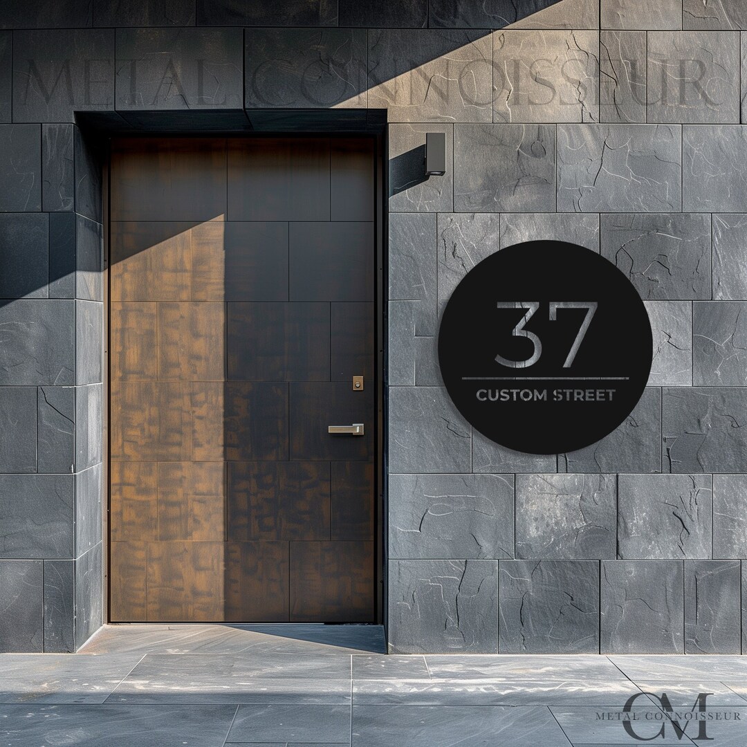 Personalized Modern Steel House Sign • Circle Address Plaque With ...