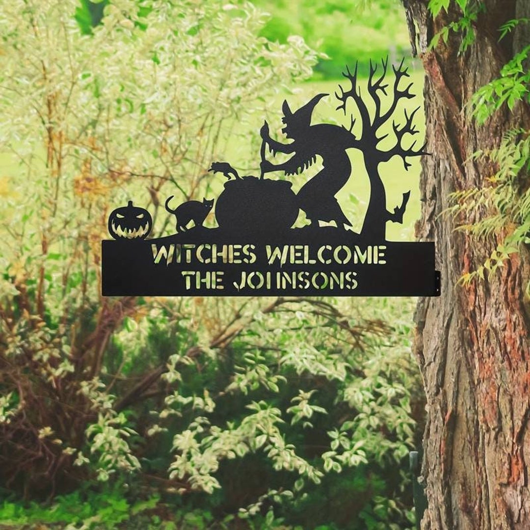 Personalized Halloween Witch Steel Sign • Custom Autumn Metal Ornament ...