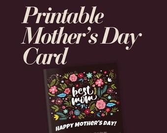 Printable Mother’s Day Card Template, Happy Mother’s Day, Floral, Instant Download