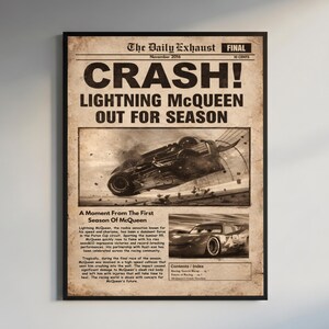 Lightning McQueen Poster, Cars Movie Wall Art Print, Digital Download