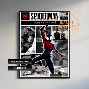 Spider Man Miles Morales Poster, Spinnen Vers Wandkunst, Gamer Raum Dekor, Marvel Comic Stil Print