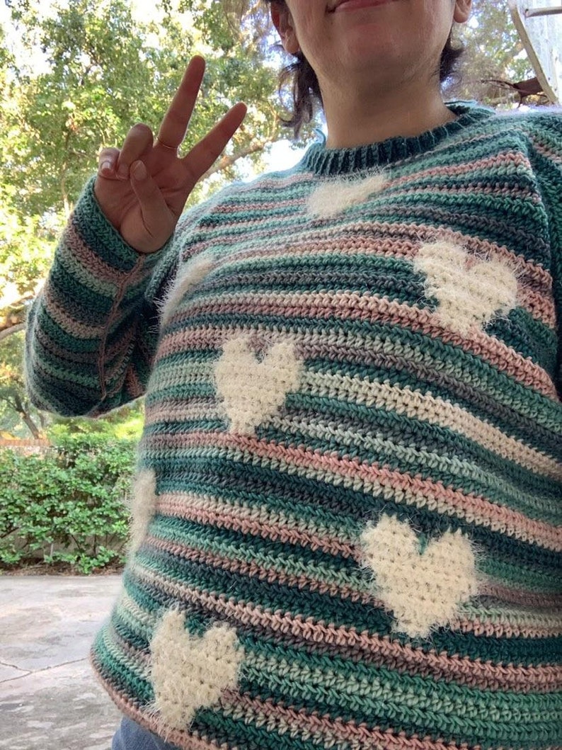Hearts Amiss Pullover Pattern crochet Sweater Pattern Etsy