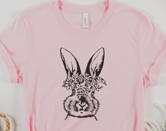 Spring Bunny Shirt, Easter Bunny Shirt, Easter Shirt, Cute Easter Shirt, Women's Easter Shirt, Rabbit Tshirt, Pink Bunny Shirt, Floral Bunny