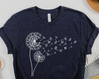 Dandelion Shirt, Cute Dandelion Tee, Dandelion and Butterfly Tshirt, Wildflower Tee, Blossoms Shirt, Nature Lover Shirt, Inspirational Shirt