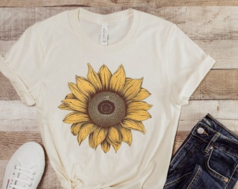 Yellow Sunflower Graphic Tee, Sunflower Graphic Tee, Sunflower Shirt, Floral Shirt, Wildflower Shirt, Gift for Her, Gift for Mom, Summer Tee