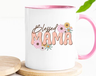 Retro Blessed Mama Coffee Mug, Blessed Mama Mug, Retro Mama Coffee Mug, Mama Coffee Mug, New Mom Gift, Gift for Mom, Mother's Day Gift