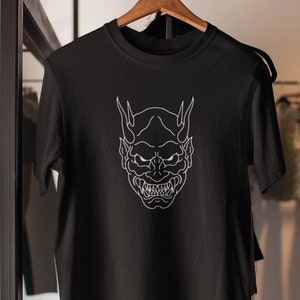 Oversized Oni Demon Unisex Tee - Devil Graphic Shirt, Japanese Folklore Clothing, Gothic Punk Top, Anime Manga Costume, Halloween T-Shirt