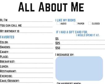 All About Me Form for Students - Simple