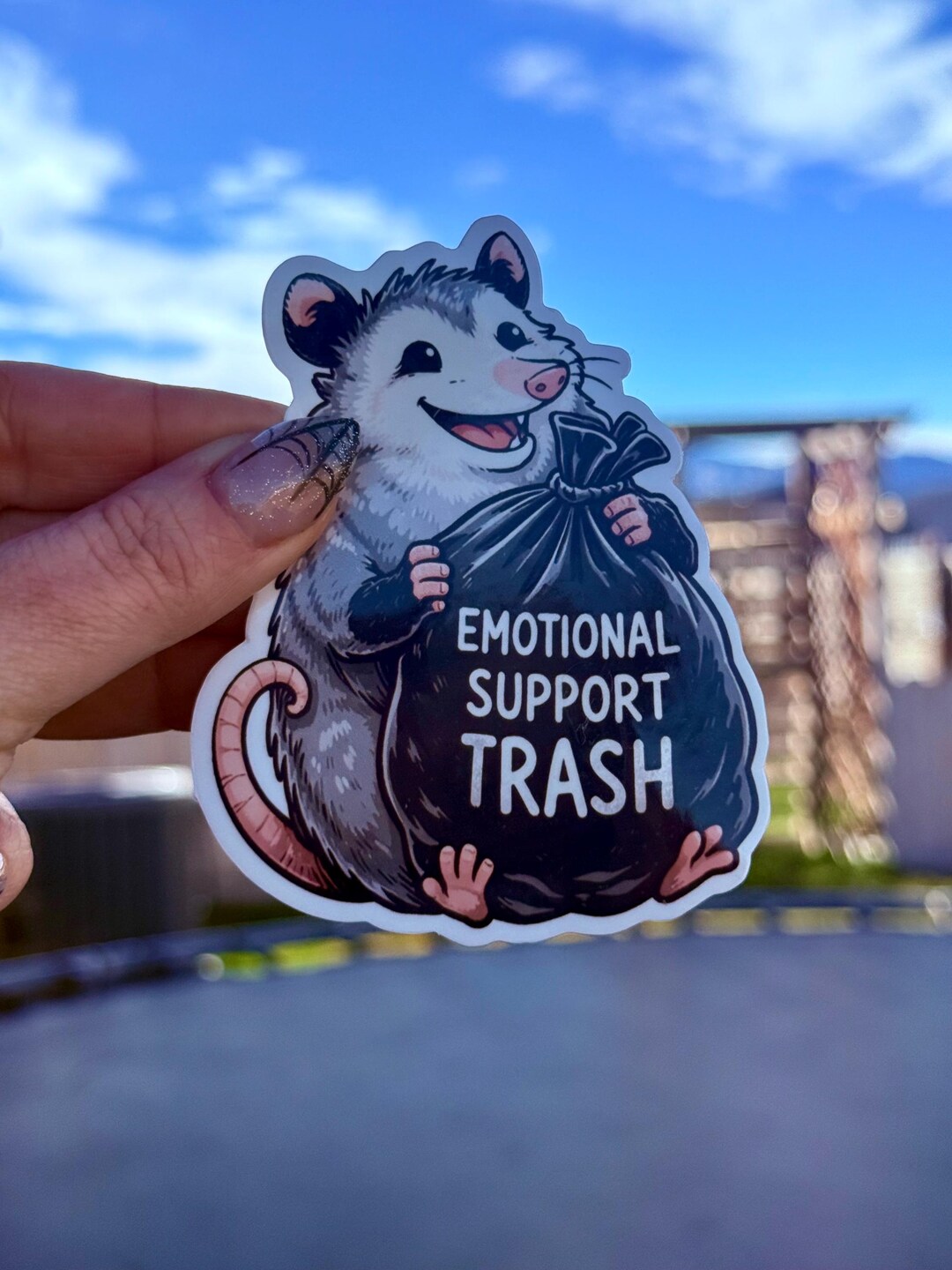 Emotional Support Trash Possum Sticker | Funny Opossum Vinyl Laptop ...