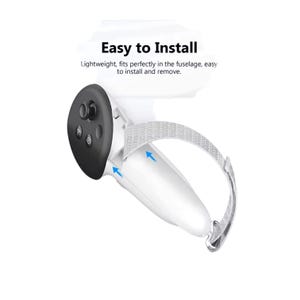 May include: A white and black VR controller with a gray strap is shown against a white background. The controller has buttons and a textured grip. Text on the image reads "Easy to Install".