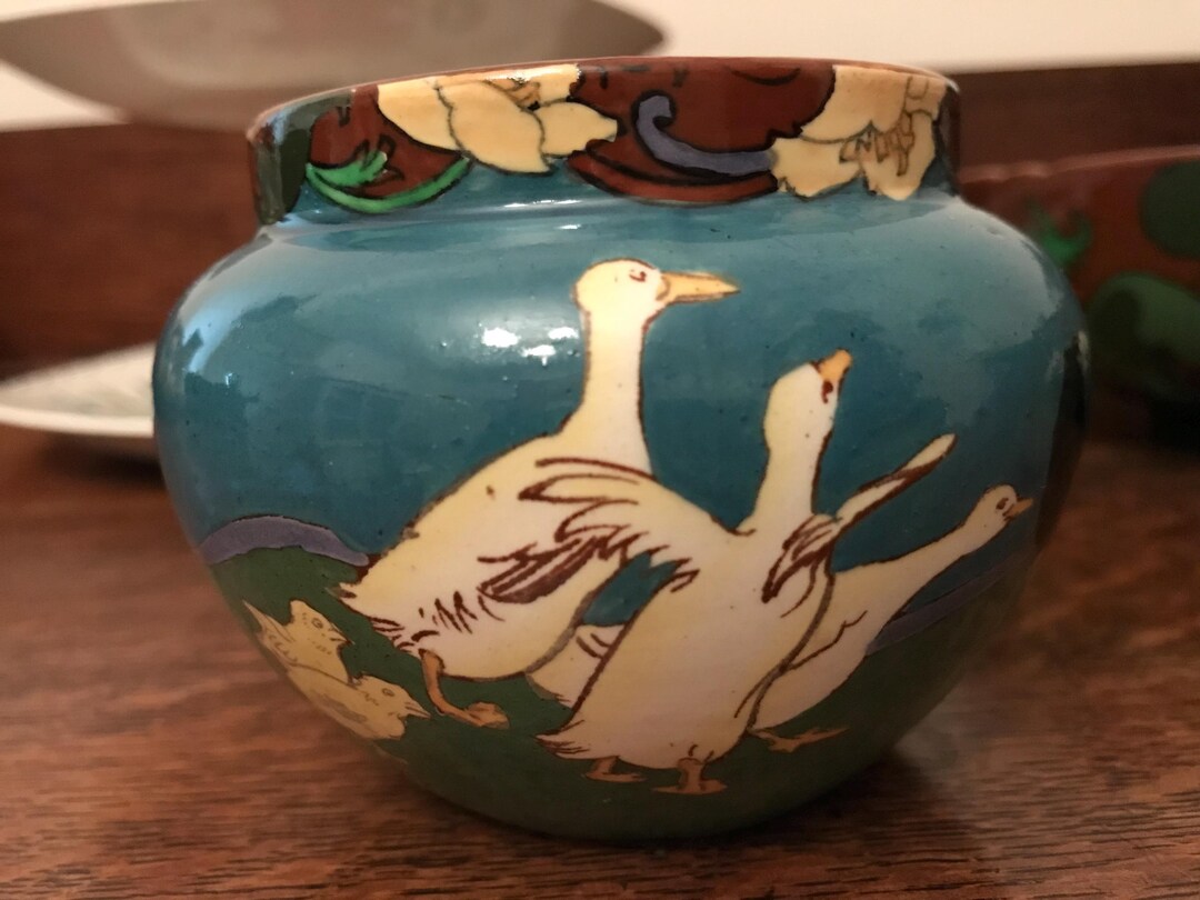 Frederick Rhead Fish Frederick Rhead. Intarsio Small Jardiniere. Chickens Chicks and Geese ...
