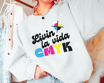 Graphic Design CMYK Crewneck Sweatshirt  - Print Shop Humor