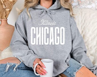 Chic Chicago Unisex Hoodie, Casual Wear, Gift for Travelers, Cozy Sweatshirt, Minimalist Urban Sweater