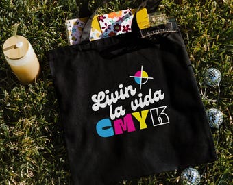 Graphic Design CMYK-themed Canvas Tote Bag - Print Shop Humor