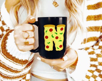 Tazza Chicago Deep Dish personalizzata con iniziale: tazza in ceramica con monogramma personalizzabile da 11 o 15 once
