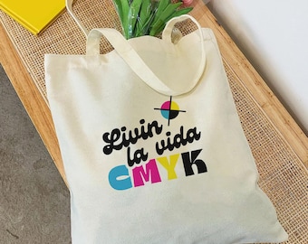 Graphic Design CMYK-themed Canvas Tote Bag - Print Shop Humor