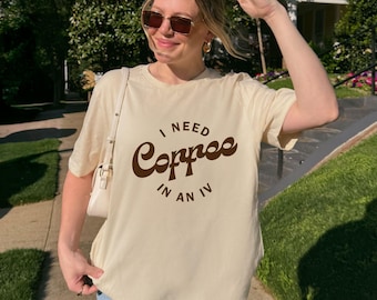 Funny Coffee T-Shirt - I Need Coffee in an IV Tee