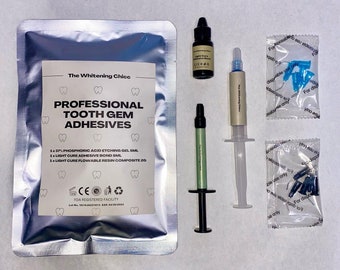 Professional Tooth Gem Adhesive Kit with Etchant, Bond, Composite, and Disposable Syringe Tips