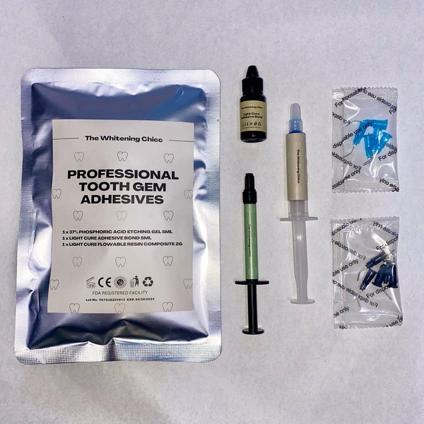 Professional Tooth Gem Adhesive Kit with Etchant, Bond, Composite, and Disposable Syringe Tips