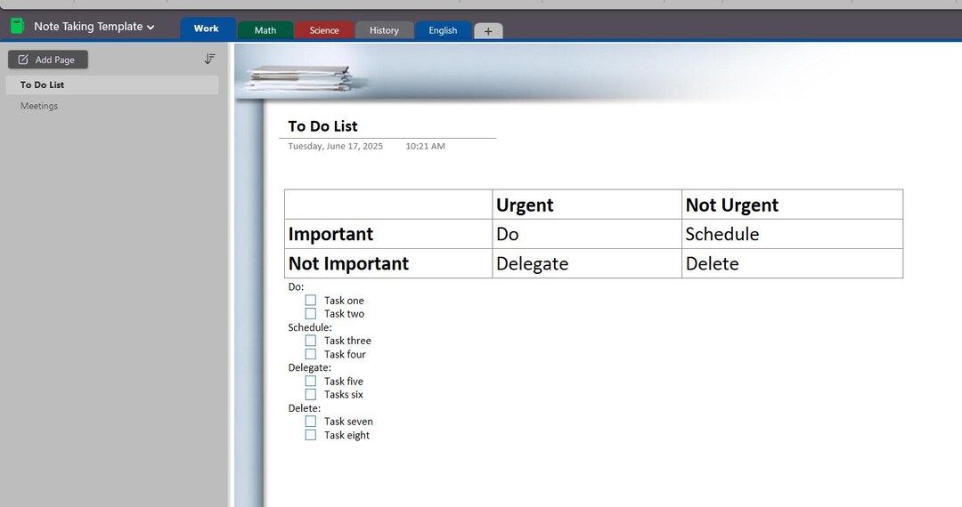 Onenote Note Taking Template for Work and School - Etsy