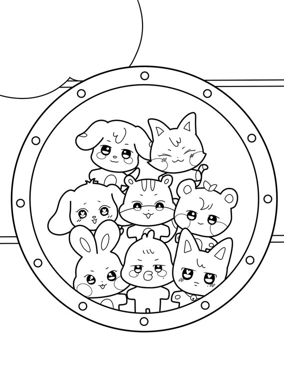 10 ATEEZ - ANITEEZ Colouring Pages - Etsy