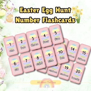 Tarjetas de números para la búsqueda de huevos de Pascua para preescolar / Tarjetas imprimibles de reconocimiento de números / Actividad de números de Pascua para niños