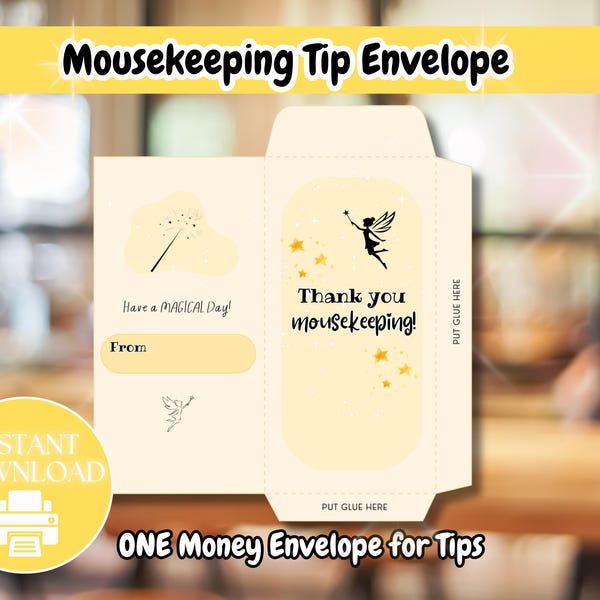 Pixie Dust Tag | Money Envelope for Mousekeeping Tip | Thank you Gift Card Holder | Cast Member Appreciation |  DIY Money Wallet