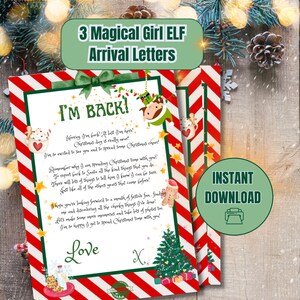 Paquete de cartas ELF RETURN. 3 cartas mágicas A4 para niños: carta I'm Back, juego de reglas de elfo de Santa Claus y carta de despedida del elfo.